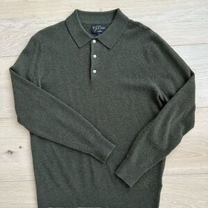 JCREW Cashmere collared sweater-polo - SMALL - Olive